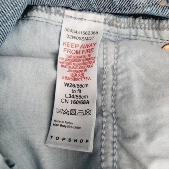 TOPSHOP Straight Leg High Waist Blue Jeans Fringe Hem Sz 26 - Picture 8 of 8
